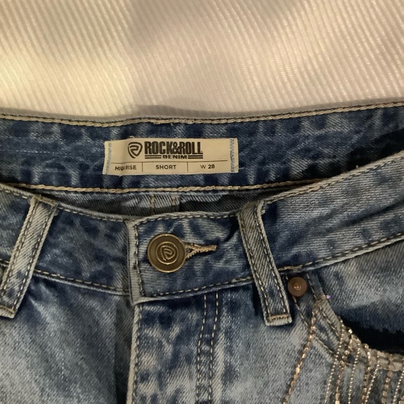 Rock & Roll Denim Shorts w/Rhinestones - Picture 4 of 4